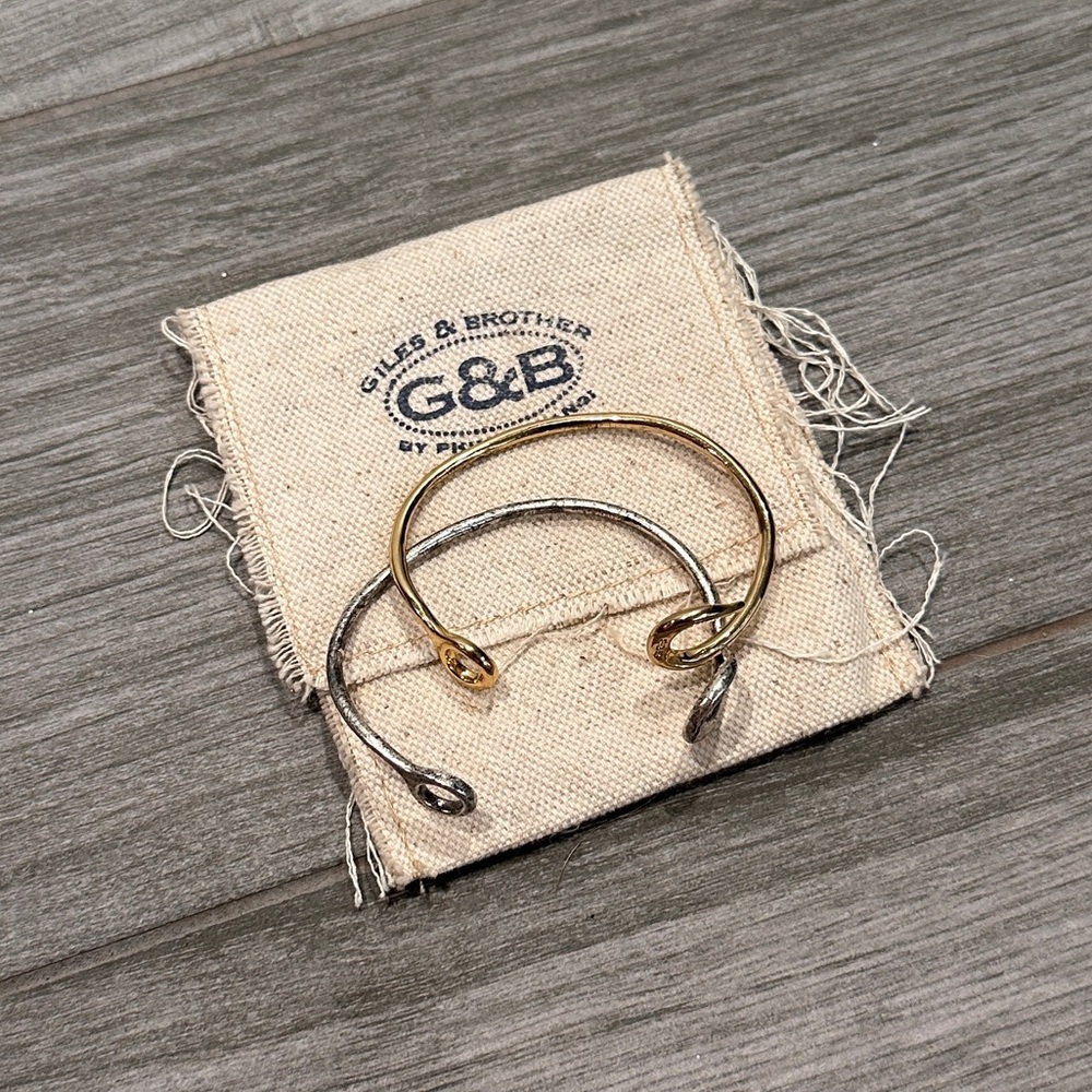 Giles & Brothers Gold and Silver Cuff Hook Bracelet Set